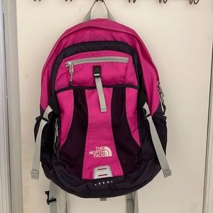 The North Face pink book bag with laptop insert